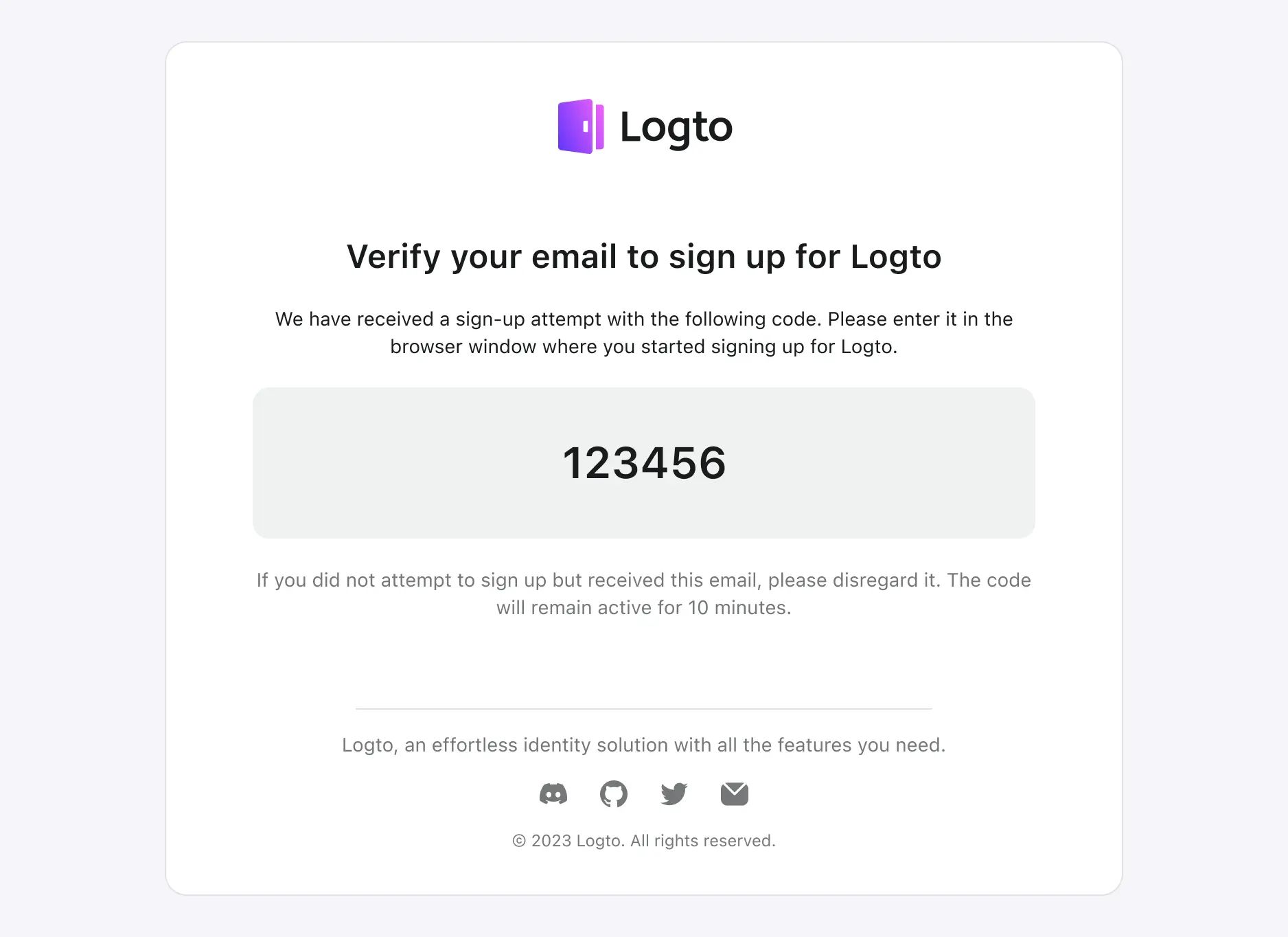 Beispiel für integrierte E-Mail-Vorlage